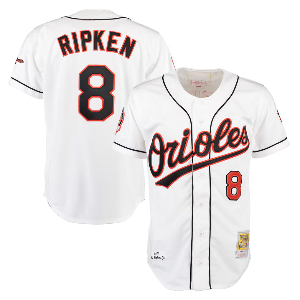 Odoa B.Orioles #8 Cal Ripken Player White Mitchell & Ness Home Game Stitched Jerseys