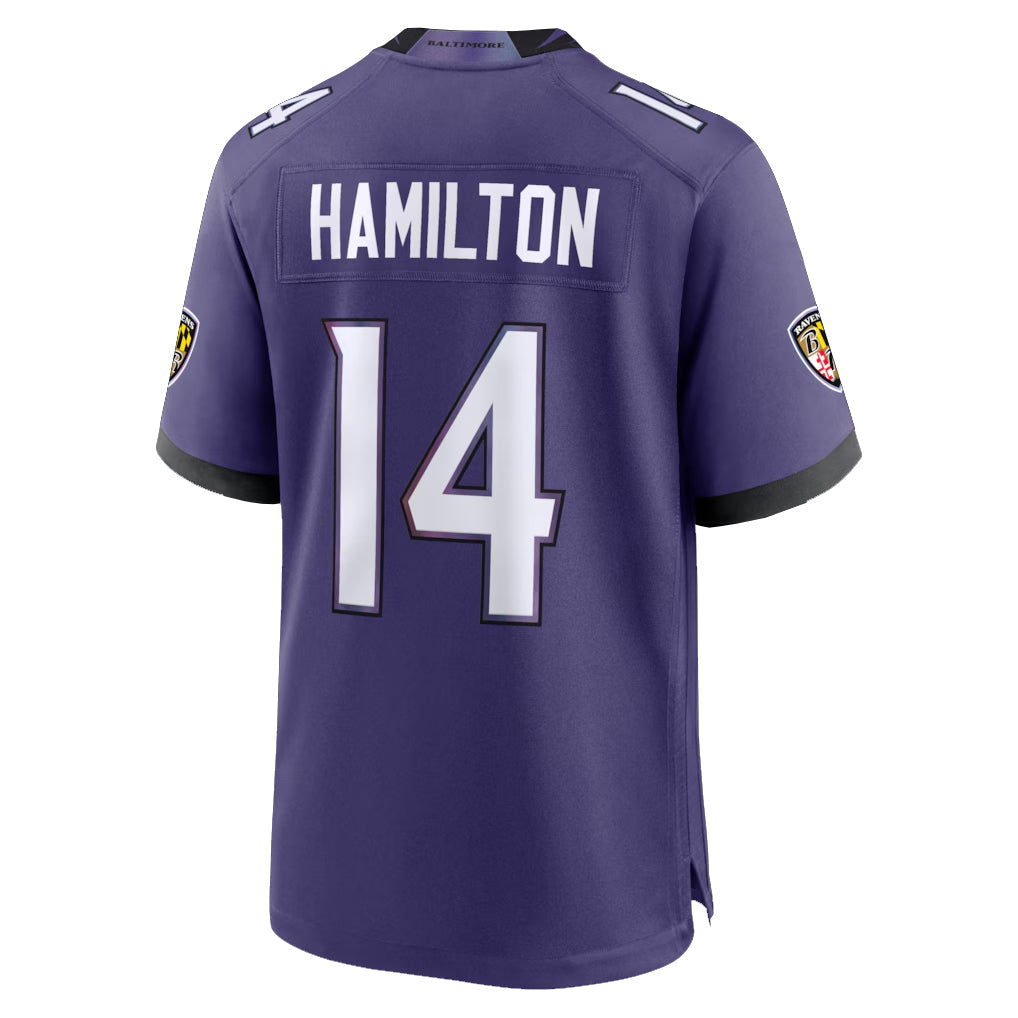 Odoa B.Ravens #14 Kyle Hamilton Player Purple Home Game Stitched Jerseys