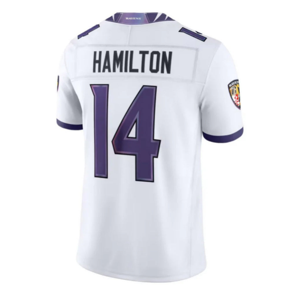 Odoa B.Ravens #14 Kyle Hamilton Player White Limited Elite Home Game Stitched Jerseys