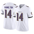 Odoa B.Ravens #14 Kyle Hamilton Player White Vapor F.U.S.E. Limited Elite Home Game Stitched Jerseys