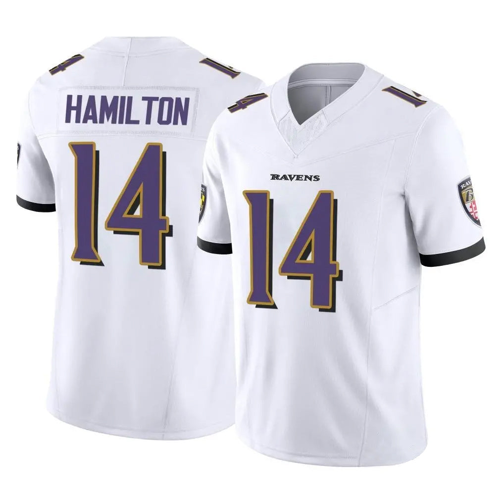 Odoa B.Ravens #14 Kyle Hamilton Player White Vapor F.U.S.E. Limited Elite Home Game Stitched Jerseys
