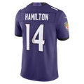 Odoa B.Ravens #14 Kyle Hamilton Purple Team Vapor F.U.S.E. Stitched Limited Jerseys
