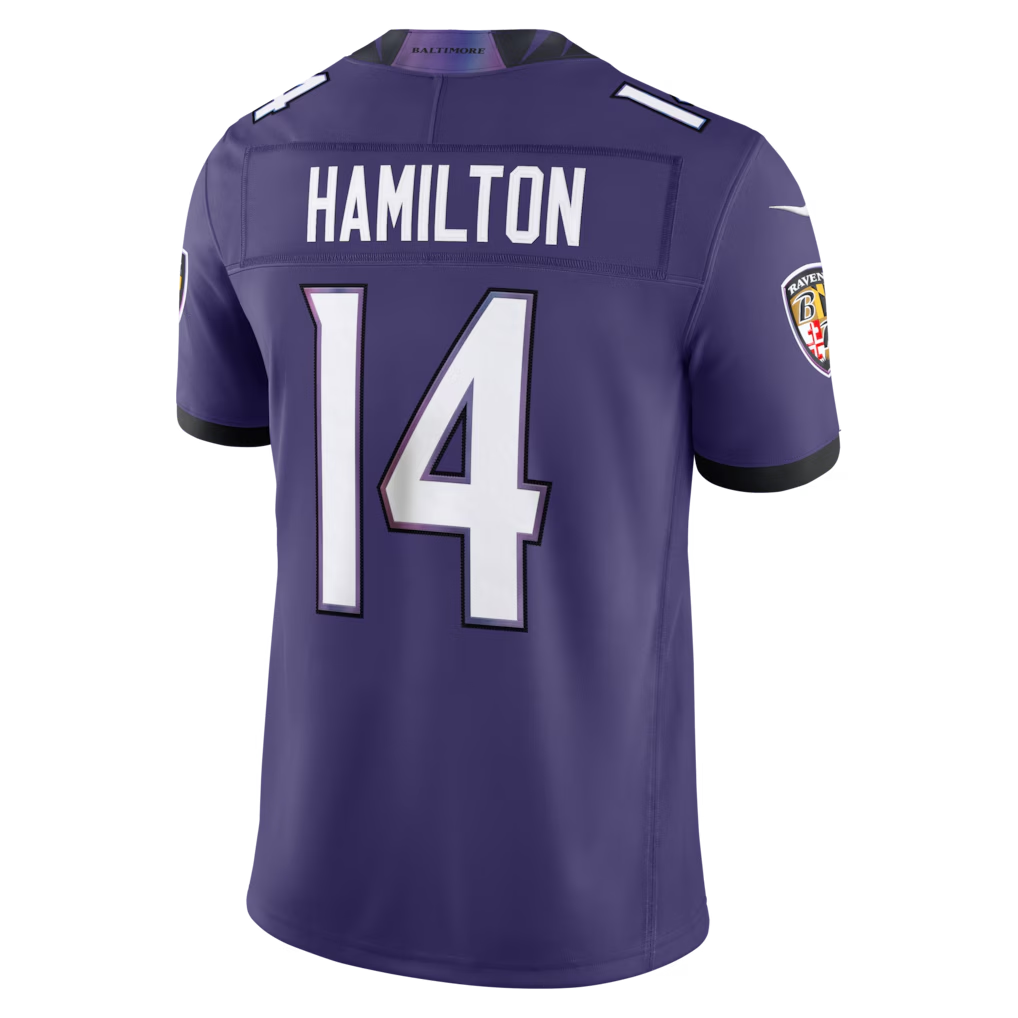 Odoa B.Ravens #14 Kyle Hamilton Purple Team Vapor F.U.S.E. Stitched Limited Jerseys