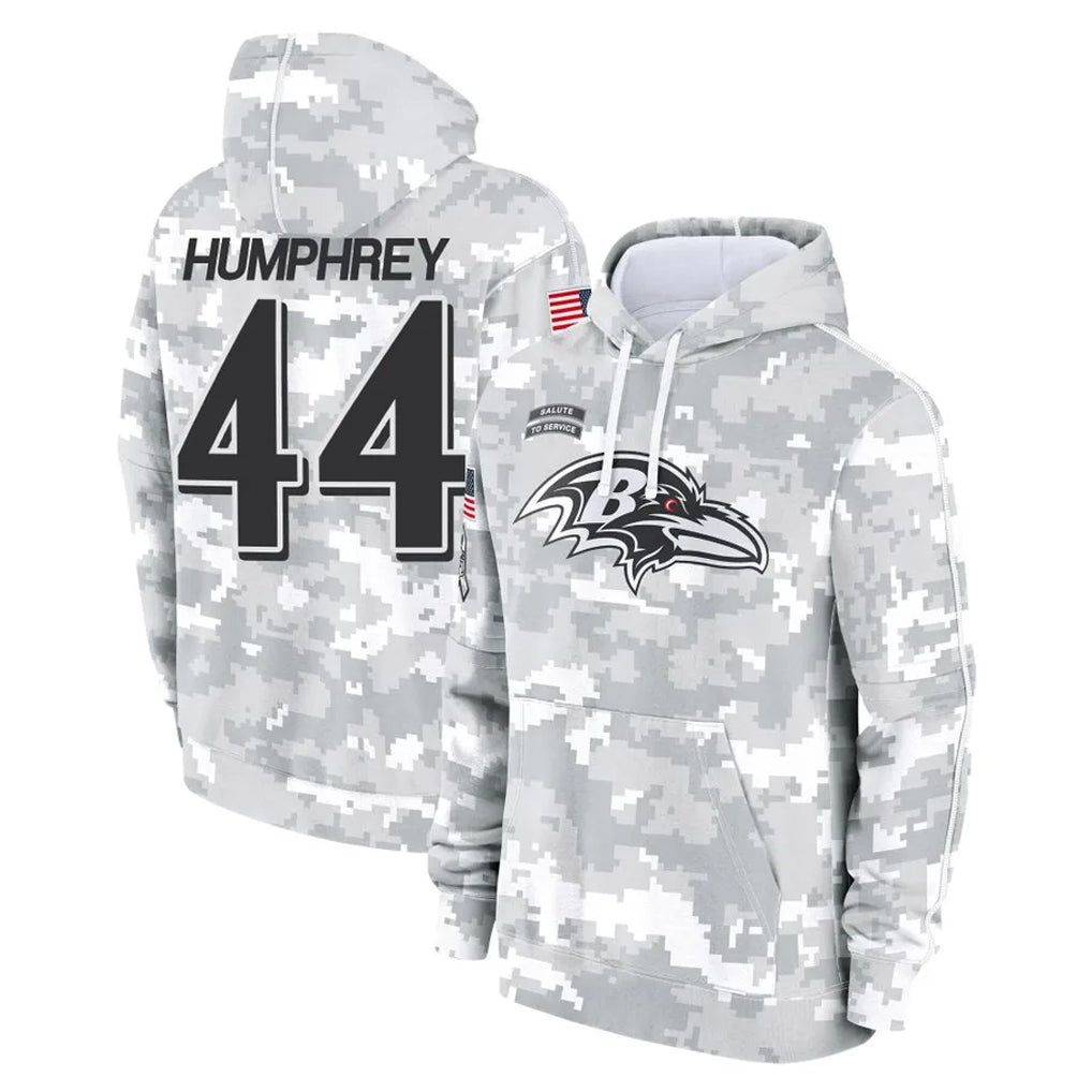 Odoa B.Ravens #44 Marlon Humphrey Player Arctic Camo Salute To Service Hoodie Stitched Jerseys
