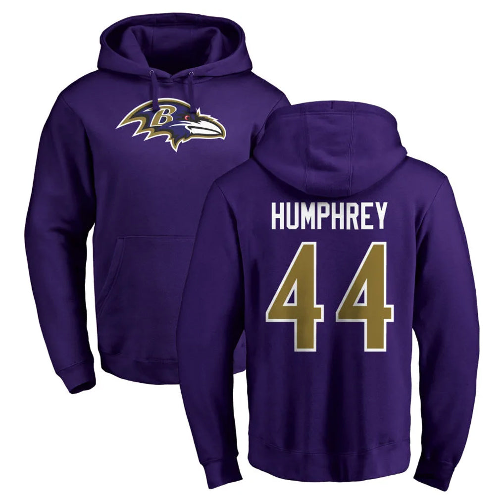 Odoa B.Ravens #44 Marlon Humphrey Player Purple Salute to Service Pullover Hoodie Stitched Jerseys