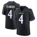 Odoa B.Ravens #4 Zay Flowers Player Black Home Game Stitched Jerseys