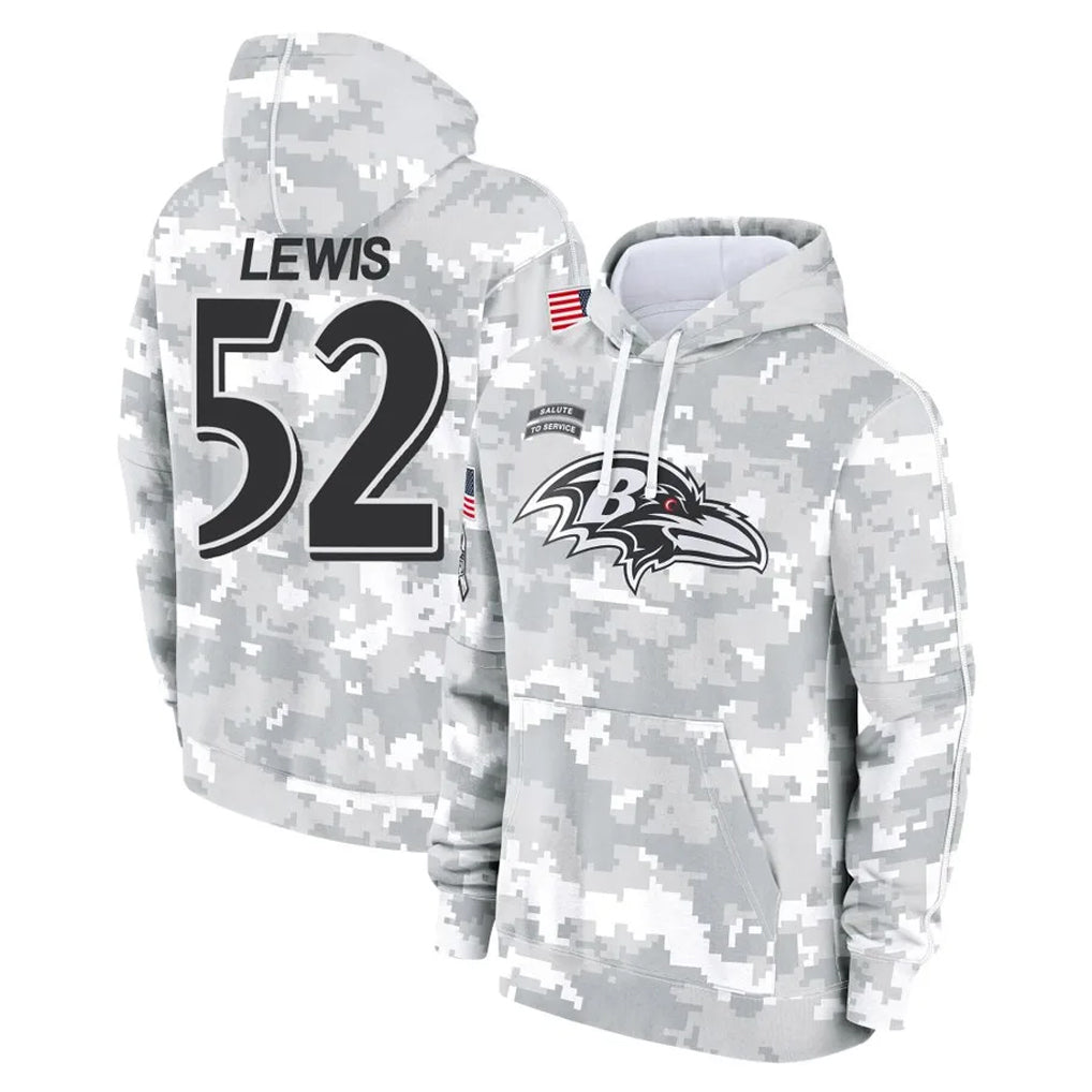 Odoa B.Ravens #52 Ray Lewis Player Arctic Camo Salute To Service Hoodie Stitched Jerseys