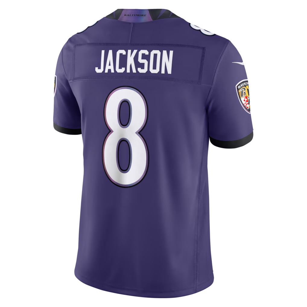 Odoa B.Ravens #8 Lamar Jackson Purple Team Vapor F.U.S.E. Stitched Limited Jerseys