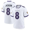 Odoa B.Ravens #8 Lamar Jackson Player White Home Game Stitched Jerseys