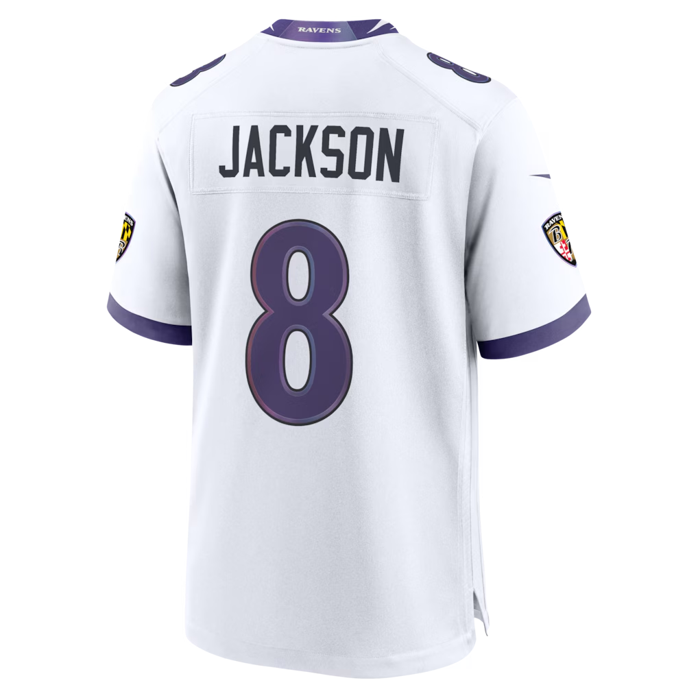 Odoa B.Ravens #8 Lamar Jackson White Game Stitched Jerseys