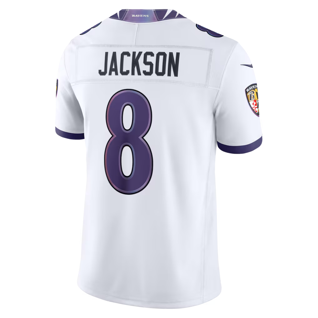 Odoa B.Ravens #8 Lamar Jackson White Vapor F.U.S.E. Stitched Limited Jerseys