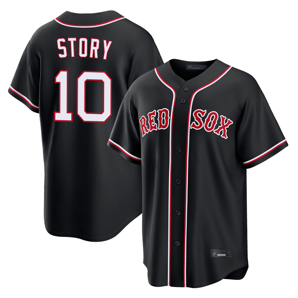 Odoa B.Red Sox #10 Trevor Story Player Black Out Home Game Stitched Jerseys
