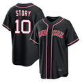 Odoa B.Red Sox #10 Trevor Story Player Black Out Home Game Stitched Jerseys