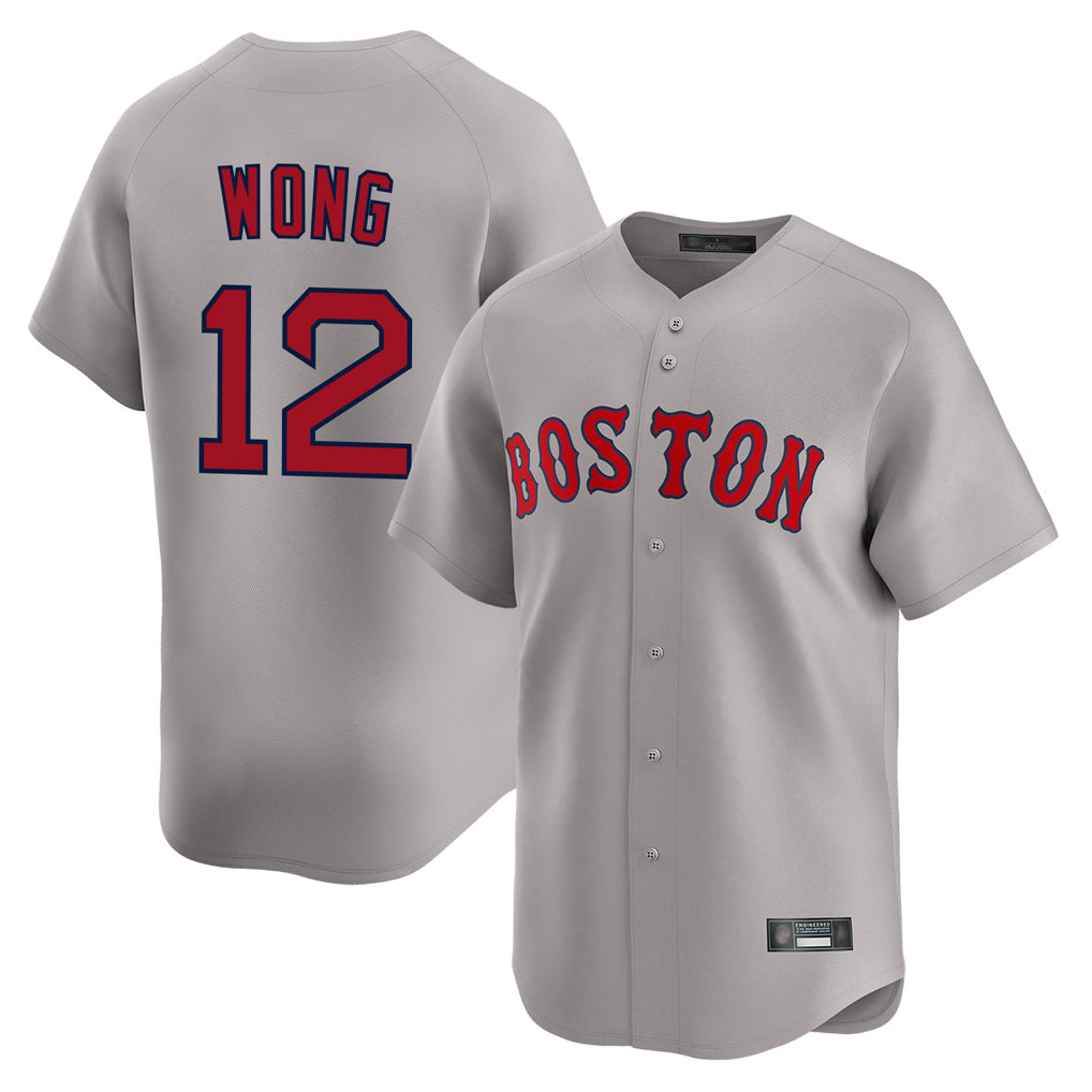 Odoa B.Red Sox #12 Connor Wong Player Gray Road Limited Home Game Stitched Jerseys