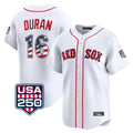 Odoa B.Red Sox #16 Jarren Duran Player White USA 250 Fourth of July Limited Home Game Stitched Jerseys