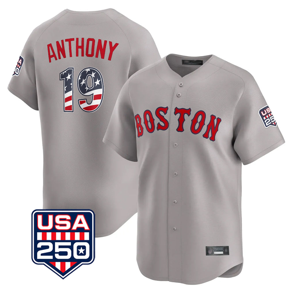 Odoa B.Red Sox #19 Roman Anthony Player Gray Road USA 250 Fourth of July Limited Home Game Stitched Jerseys