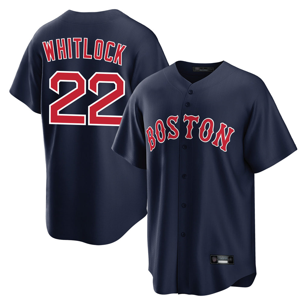 Odoa B.Red Sox #22 Garrett Whitlock Player Navy Home Game Stitched Jerseys