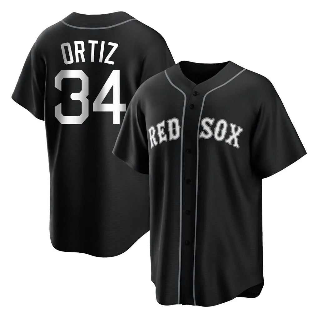 Odoa B.Red Sox #34 David Ortiz Player Black Home Game Stitched Jerseys
