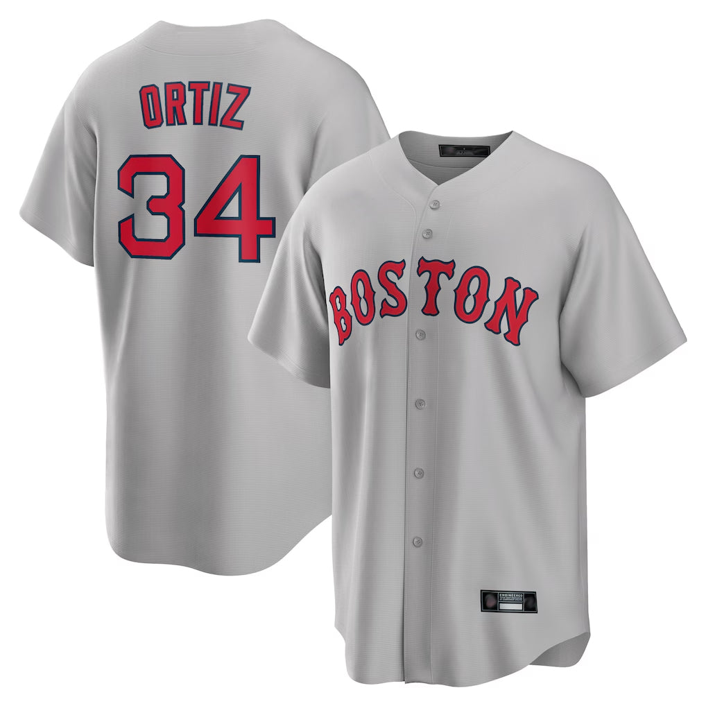 Odoa B.Red Sox #34 David Ortiz Player Gray Road Home Game Stitched Jerseys