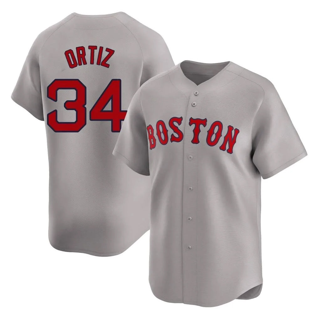 Odoa B.Red Sox #34 David Ortiz Player Gray Road Limited Home Game Stitched Jerseys