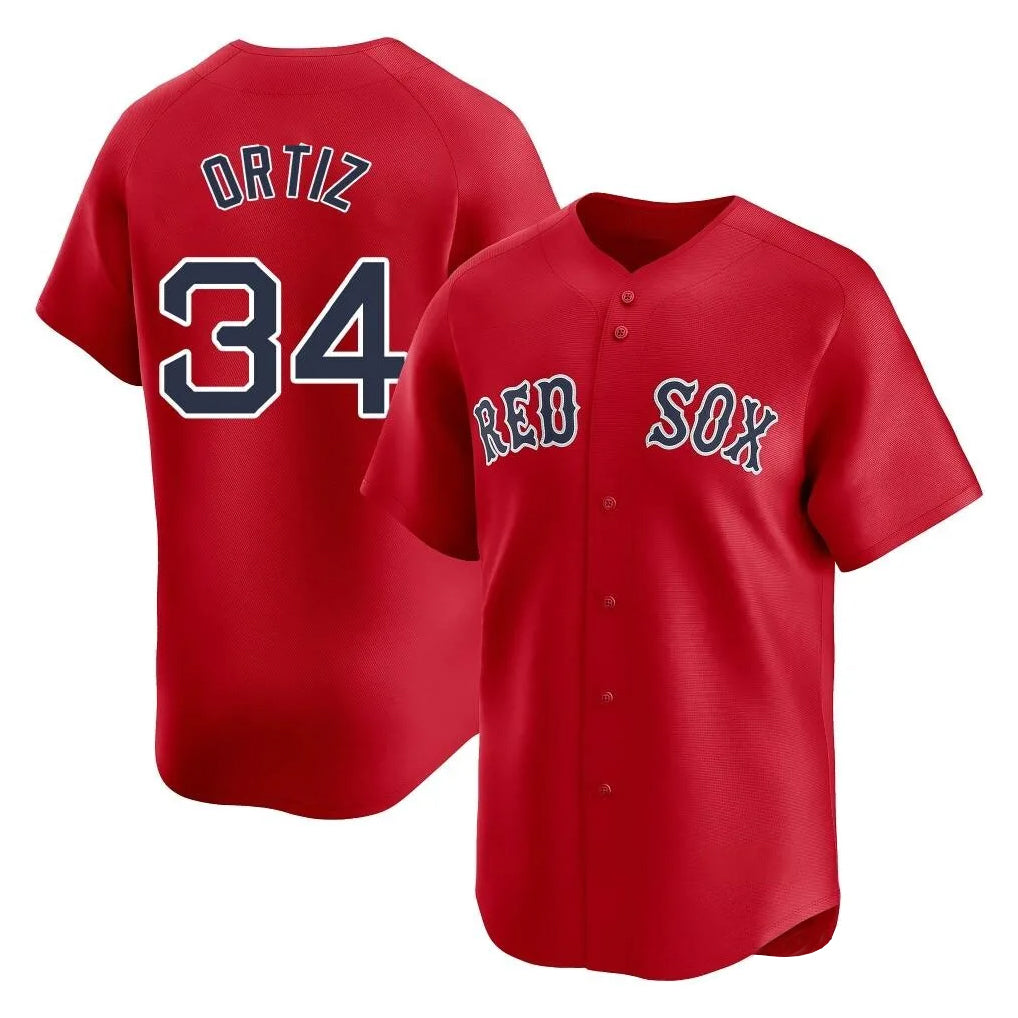 Odoa B.Red Sox #34 David Ortiz Player Red Limited Home Game Stitched Jerseys
