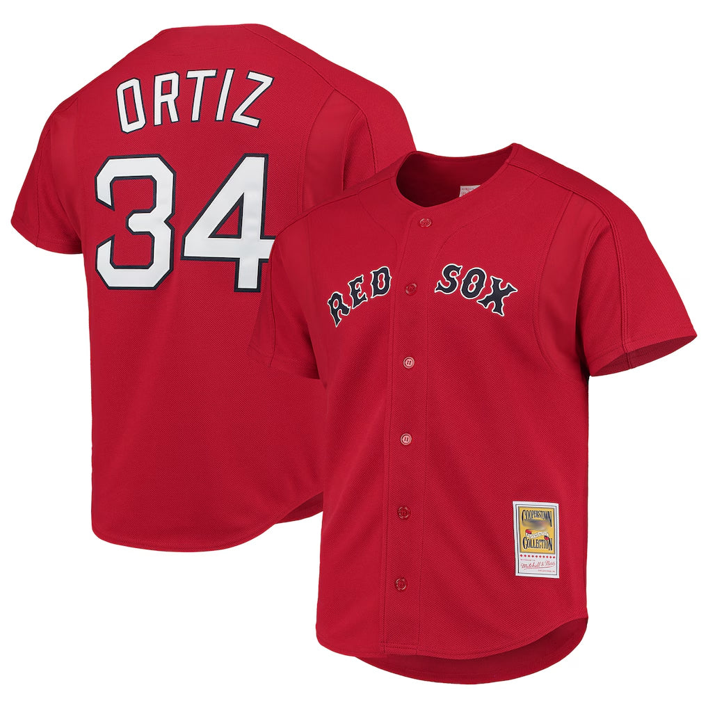 Odoa B.Red Sox #34 David Ortiz Player Red Mitchell & Ness Cooperstown Collection Home Stitched Jerseys