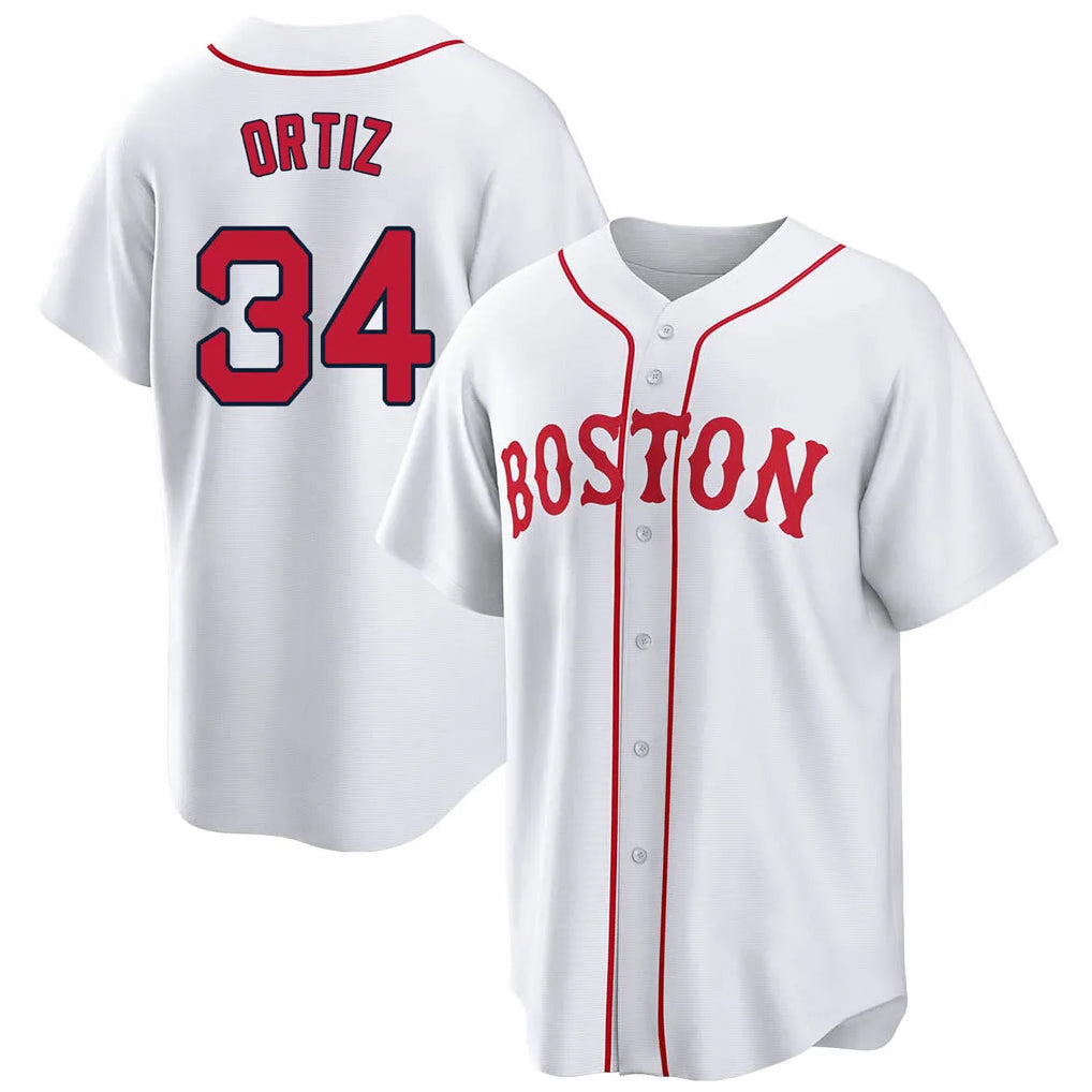 Odoa B.Red Sox #34 David Ortiz Player White Game Home Stitched Jerseys