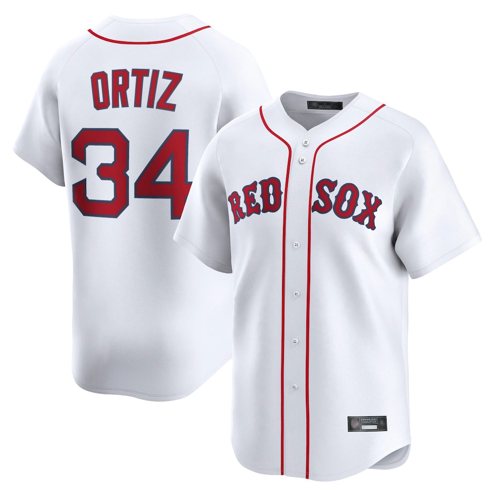 Odoa B.Red Sox #34 David Ortiz Player White Limited Home Game Stitched Jerseys