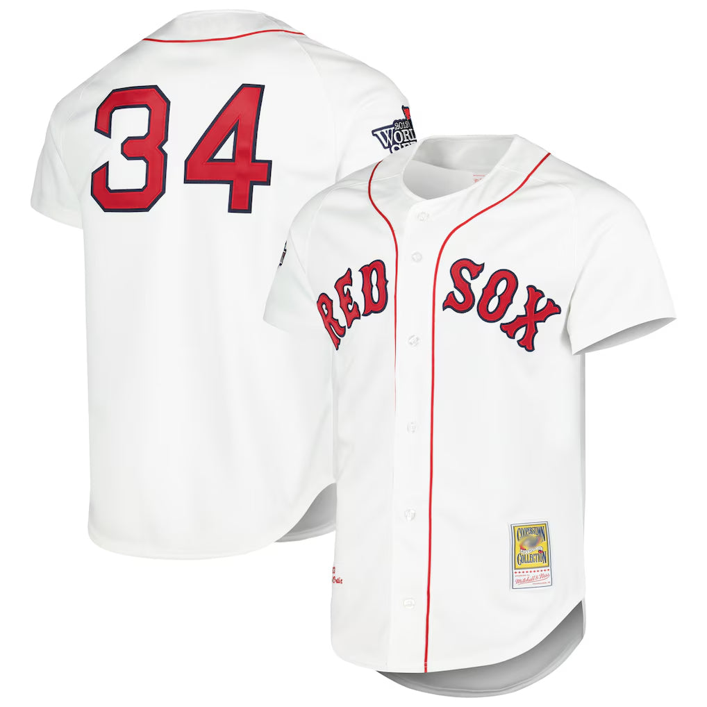 Odoa B.Red Sox #34 David Ortiz Player White Mitchell & Ness Cooperstown Collection Mesh Home Stitched Jerseys
