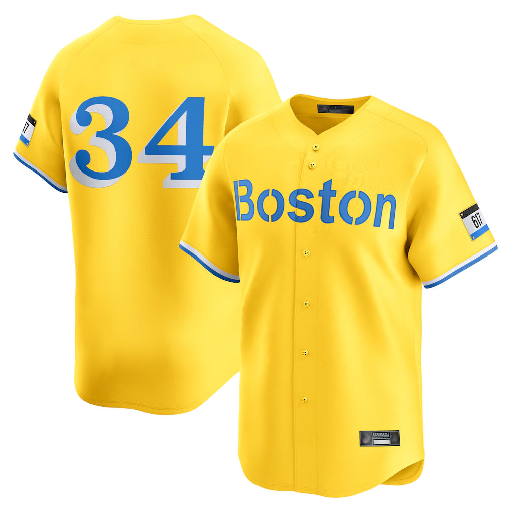 Odoa B.Red Sox #34 David Ortiz Player Yellow Limited Home Game Stitched Jerseys