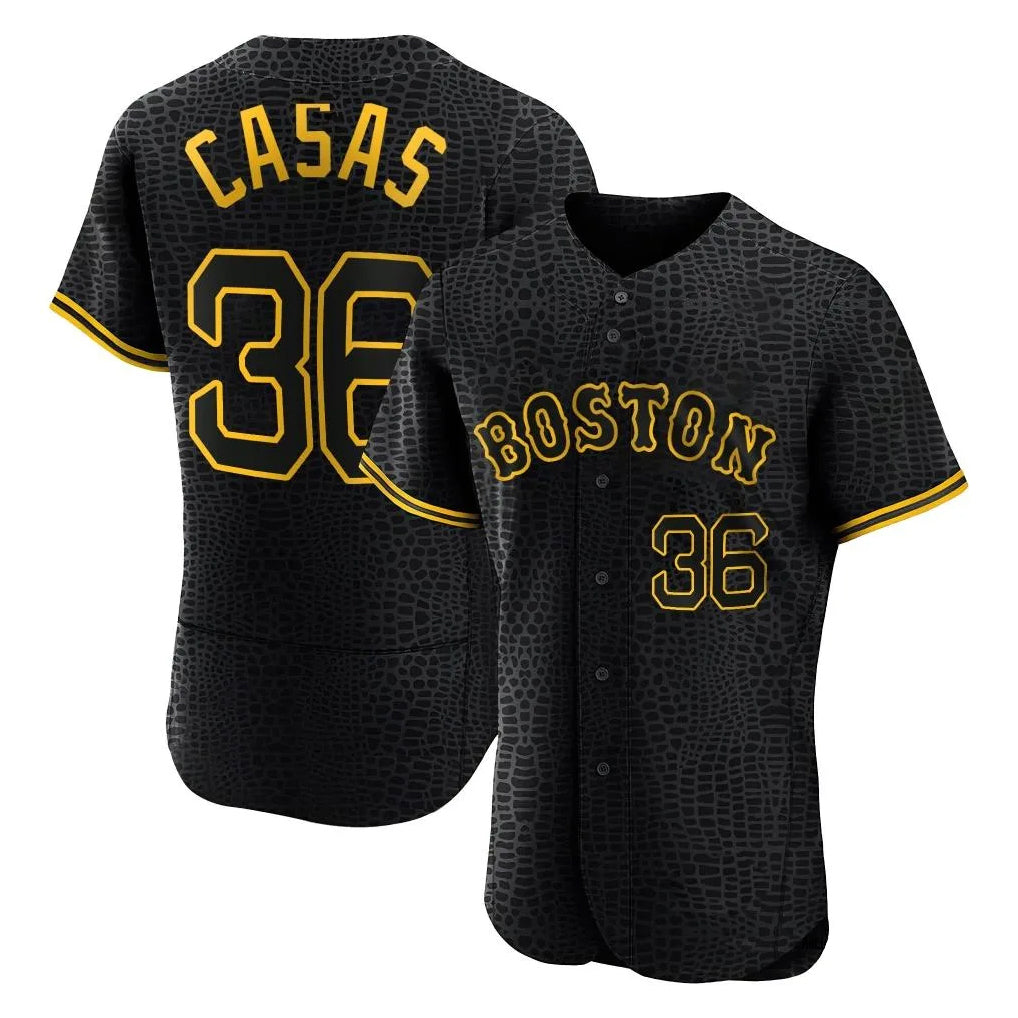 Odoa B.Red Sox #36 Triston Casas Player Black Snake Skin City Limited Elite Home Stitched Jerseys
