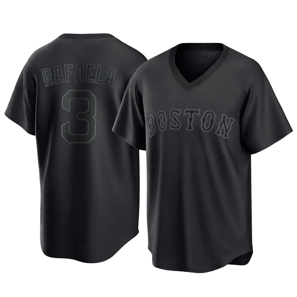 Odoa B.Red Sox #3 Ceddanne Rafaela Player Black T-shirt Home Game Stitched Jerseys