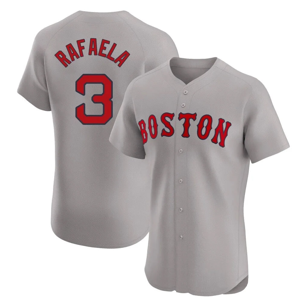 Odoa B.Red Sox #3 Ceddanne Rafaela Player Gray Road Limited Elite Home Game Stitched Jersey