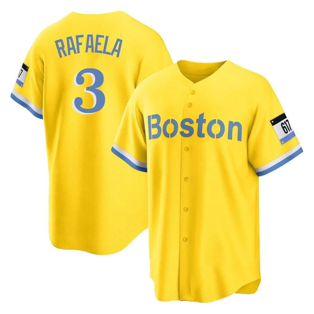 Odoa B.Red Sox #3 Ceddanne Rafaela Player Yellow Home Game Stitched Jersey
