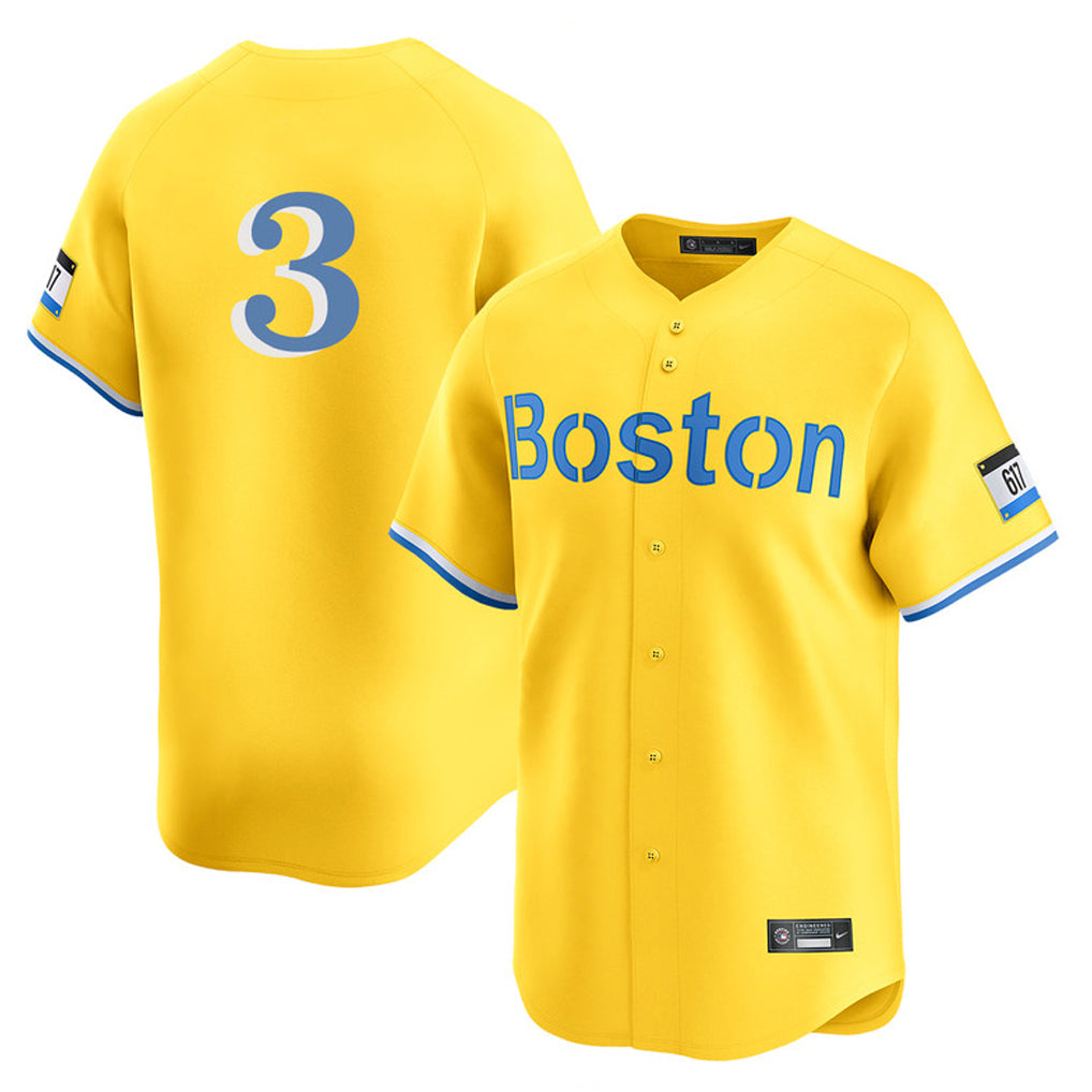 Odoa B.Red Sox #3 Ceddanne Rafaela Player Yellow Limited Home Game Stitched Jersey