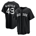 Odoa B.Red Sox #49 Tim Wakefield Player Black Home Game Stitched Jerseys
