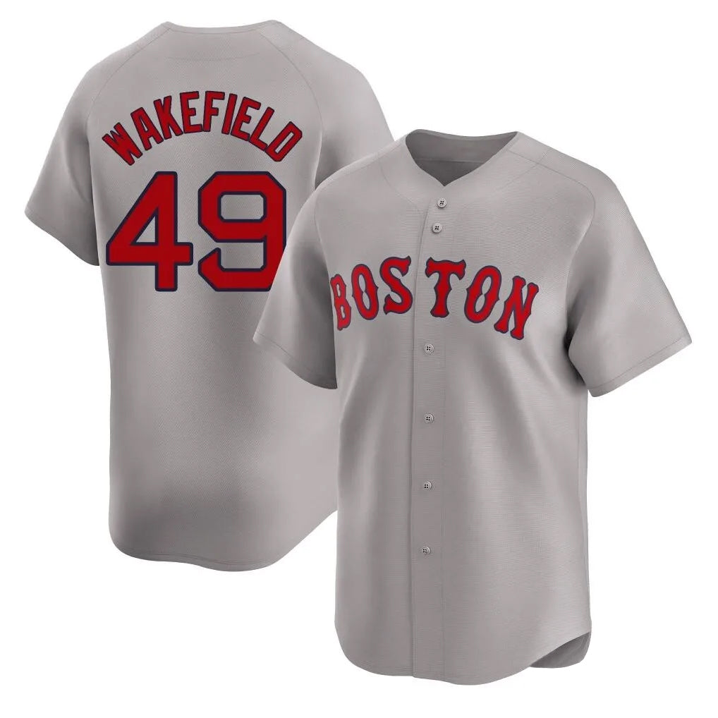 Odoa B.Red Sox #49 Tim Wakefield Player Gray Road Limited Home Game Stitched Jerseys