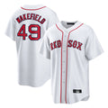 Odoa B.Red Sox #49 Tim Wakefield Player White Home Game Stitched Jerseys