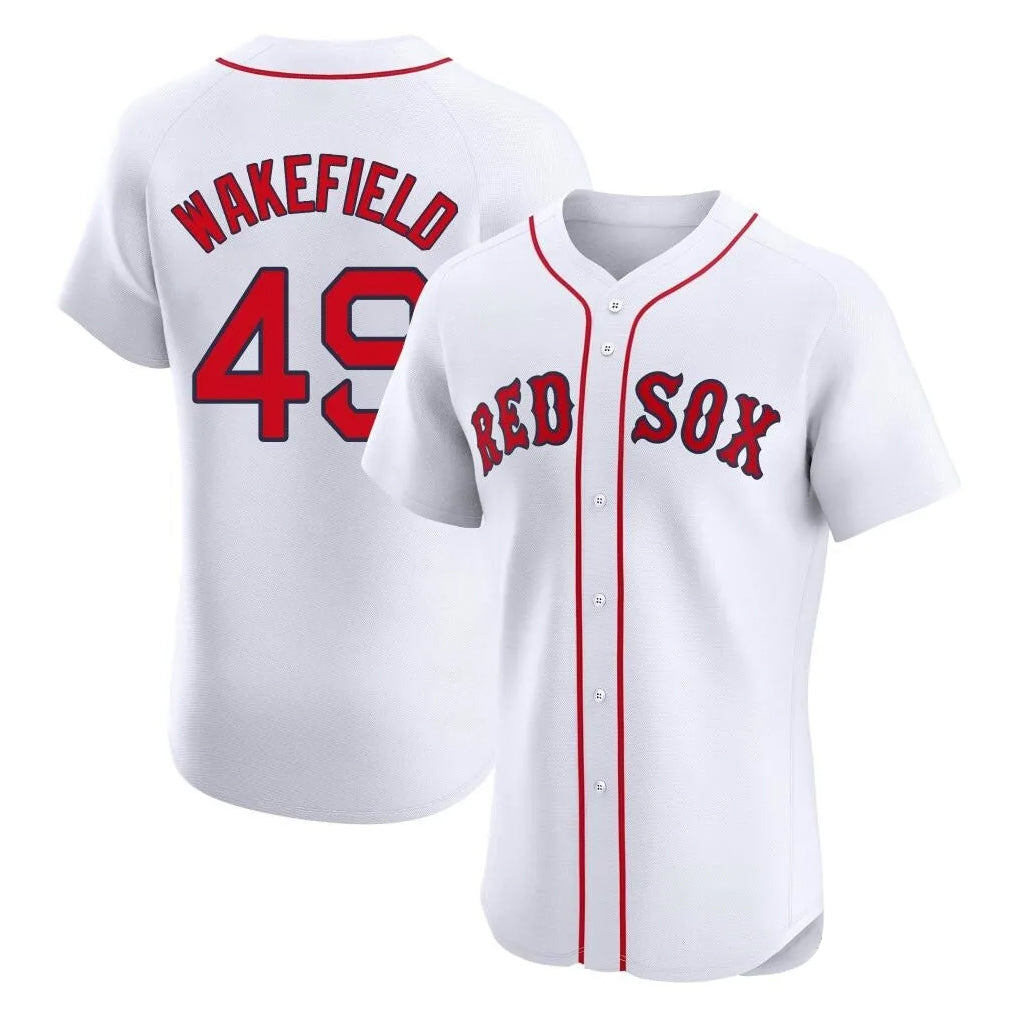Odoa B.Red Sox #49 Tim Wakefield Player White Limited Elite Home Game Stitched Jerseys