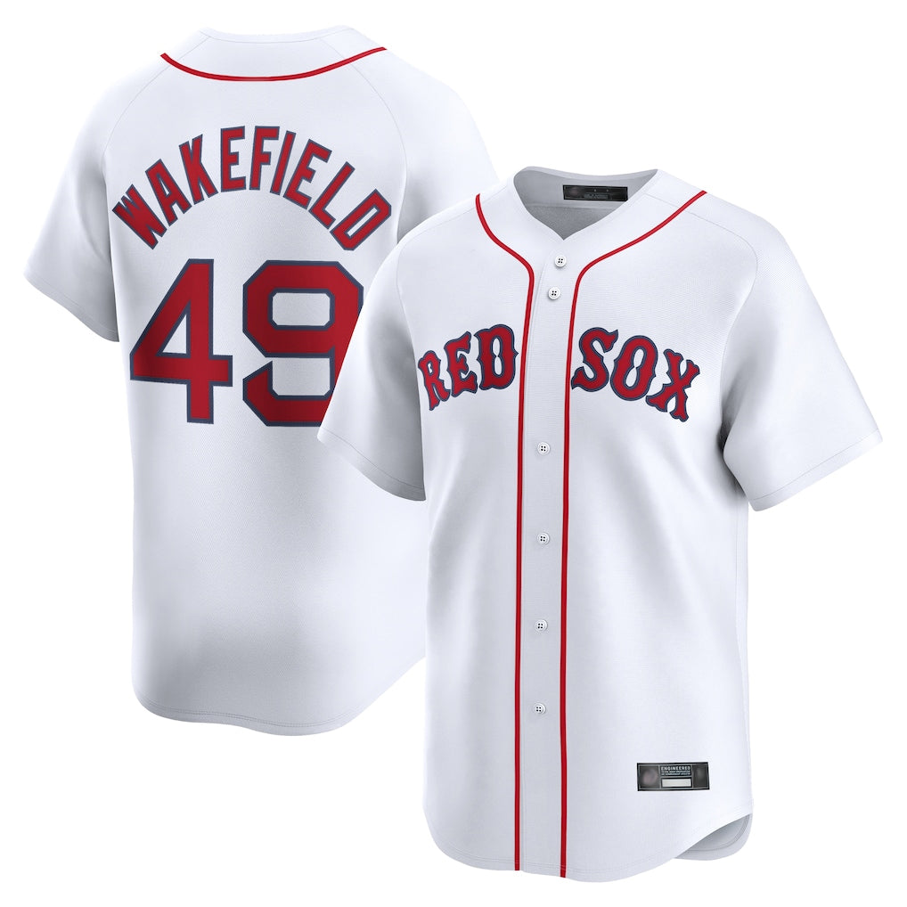 Odoa B.Red Sox #49 Tim Wakefield Player White Limited Home Game Stitched Jerseys
