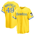 Odoa B.Red Sox #49 Tim Wakefield Player Yellow Home Game Stitched Jerseys