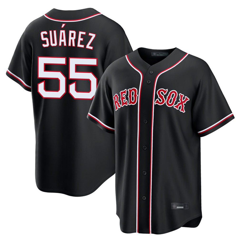 Odoa B.Red Sox #55 Ranger Su¡§¡érez Player Black Out Home Game Stitched Jerseys