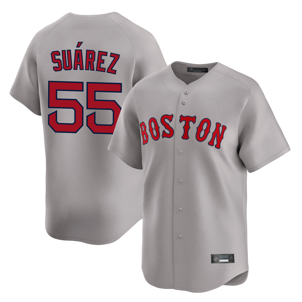 Odoa B.Red Sox #55 Ranger Su¡§¡érez Player Gray Road Limited Home Game Stitched Jerseys