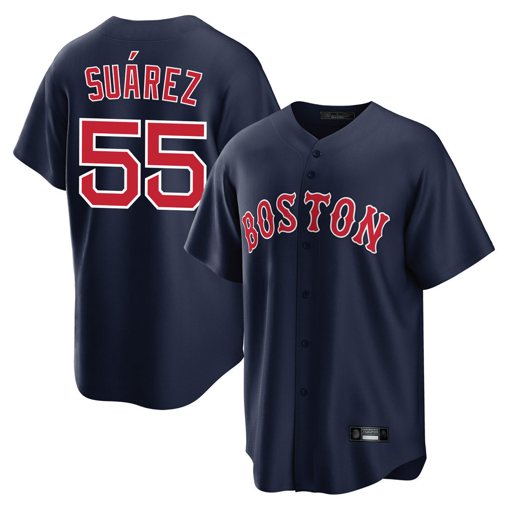 Odoa B.Red Sox #55 Ranger Su¡§¡érez Player Navy Home Game Stitched Jerseys