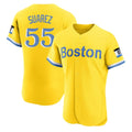 Odoa B.Red Sox #55 Ranger Su¡§¡érez Player Yellow Limited Elite Home Game Stitched Jerseys