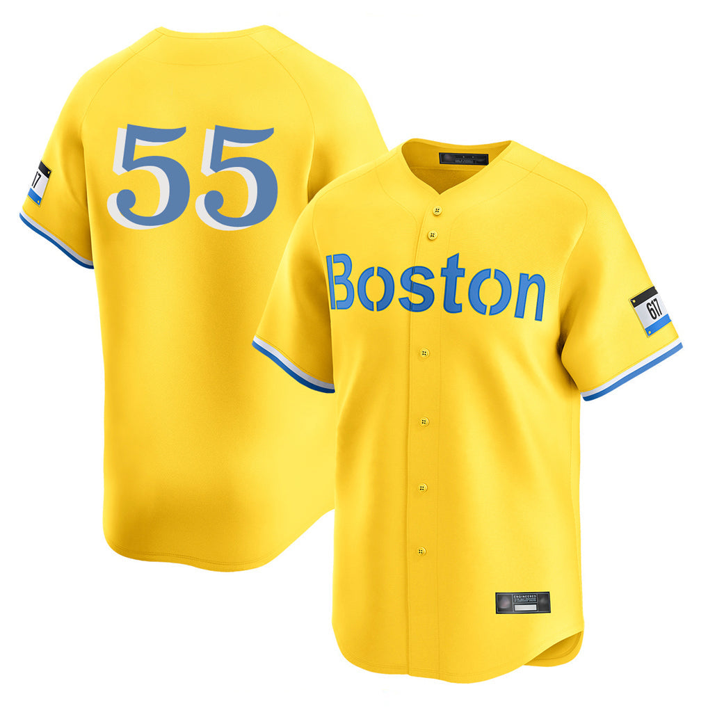 Odoa B.Red Sox #55 Ranger Su¡§¡érez Player Yellow Limited Home Game Stitched Jerseys