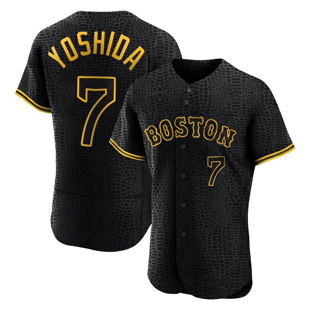 Odoa B.Red Sox #7 Masataka Yoshida Player Black Snake Skin City Limited Elite Home Stitched Jerseys