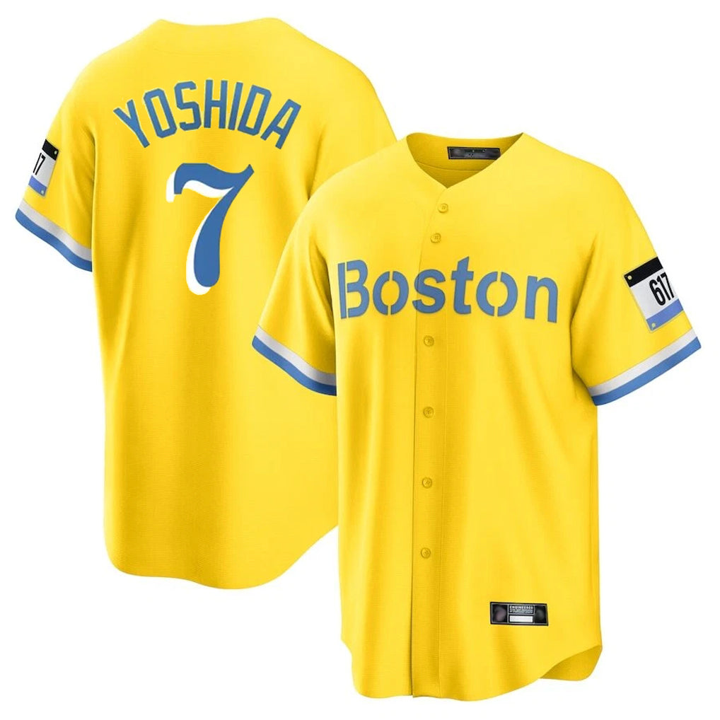 Odoa B.Red Sox #7 Masataka Yoshida Player Yellow Home Game Stitched Jersey