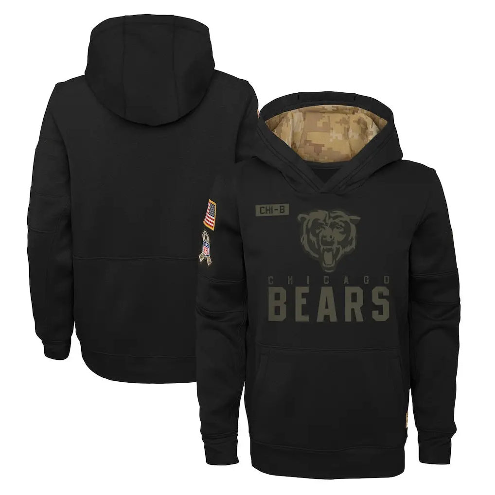 Odoa C.Bears Black Salute to Service Pullover Hoodies Limited Home Blank Player Stitched Jerseys