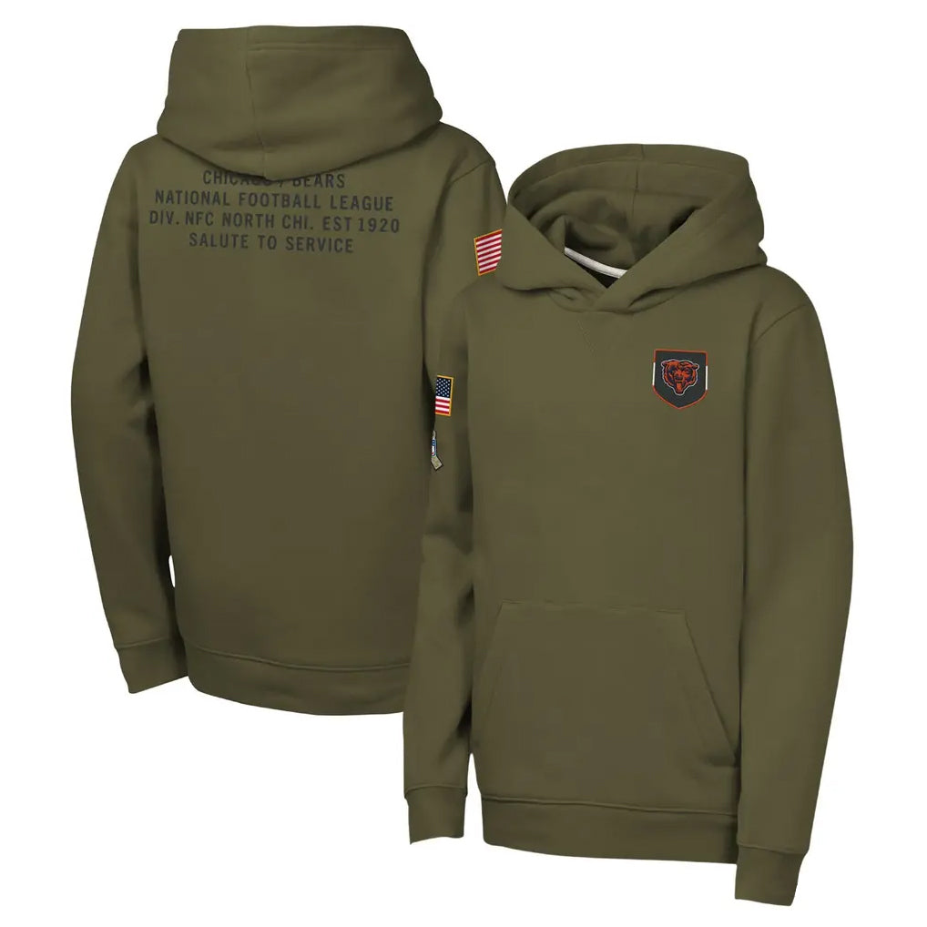 Odoa C.Bears Olive Salute to Service Pullover Hoodies Limited Game Blank Player Stitched Jerseys